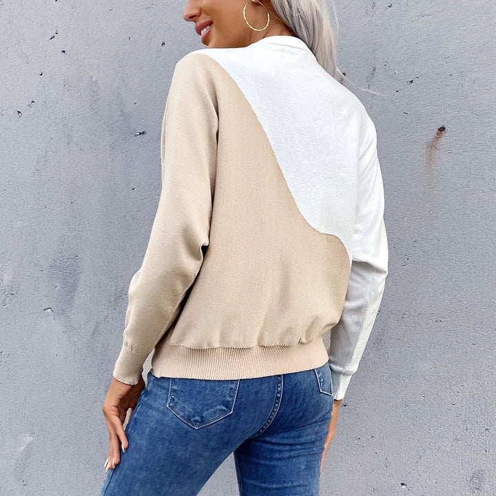 Women's Oversized Sweatshirt with Asymmetrical Color Block and Dropped Shoulder Mune Fashion