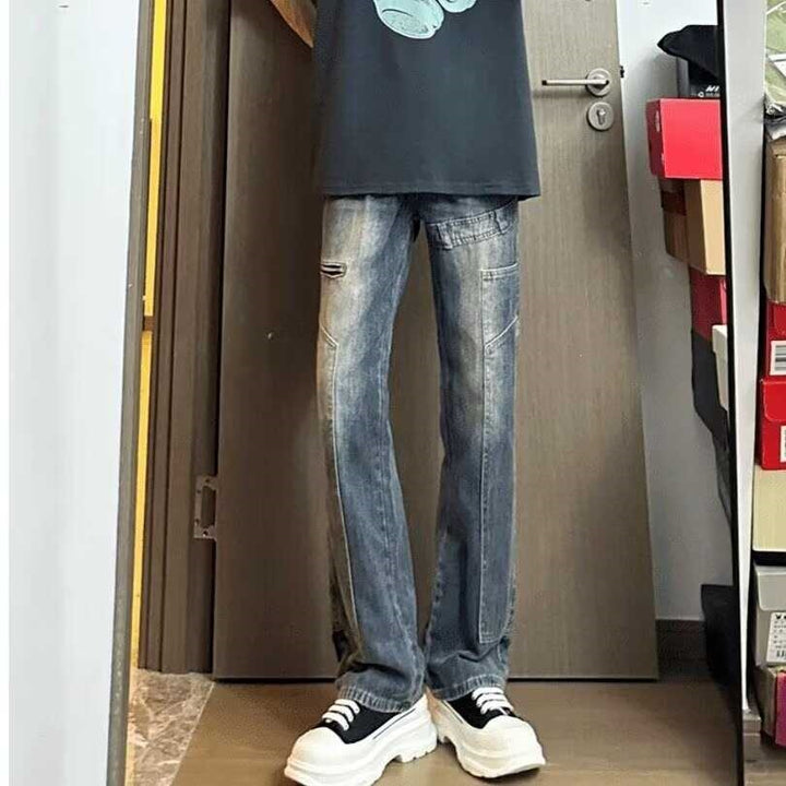 Men's Fashion Wide-Cut Jeans with Practical Pockets Mune Fashion