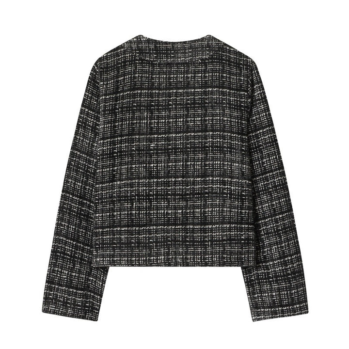 Women's Boxy Tweed Jacket in Boucle Look with Concealed Button Placket and Boxy Silhouette Mune Fashion