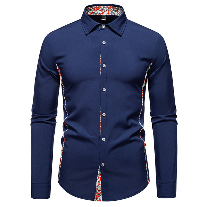 Men's Elegant Fitted Business Shirt with Contrasted Interior Placket and Paisley Detail Mune Fashion