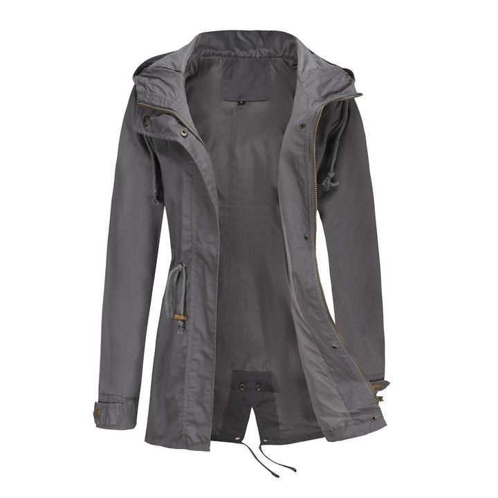 Women's slightly tailored light parka with hood drawstring and two-way zipper Mune Fashion