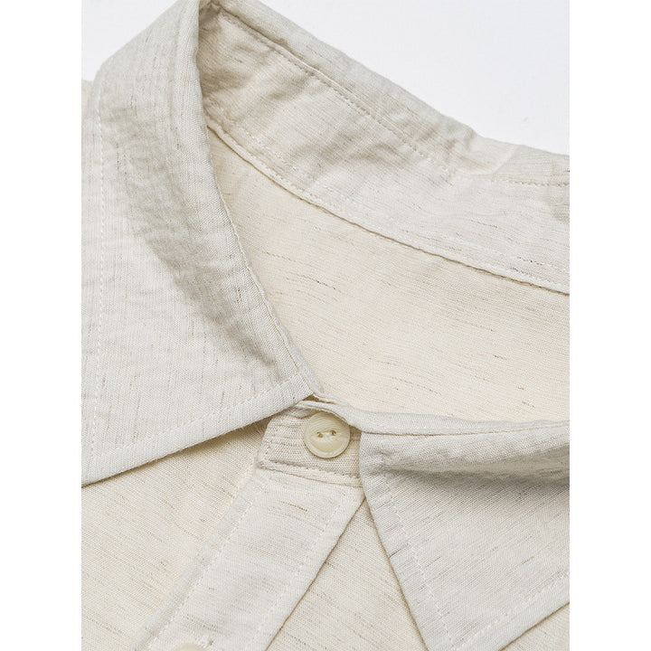 Men's Casual Long Sleeve Relaxed Fit Leisure Shirt made of Linen-Cotton Mix with Chest Pocket Mune Fashion