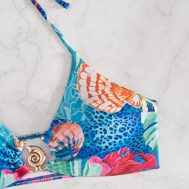 Women's bikini set with floral pattern mix and adjustable straps Mune Fashion