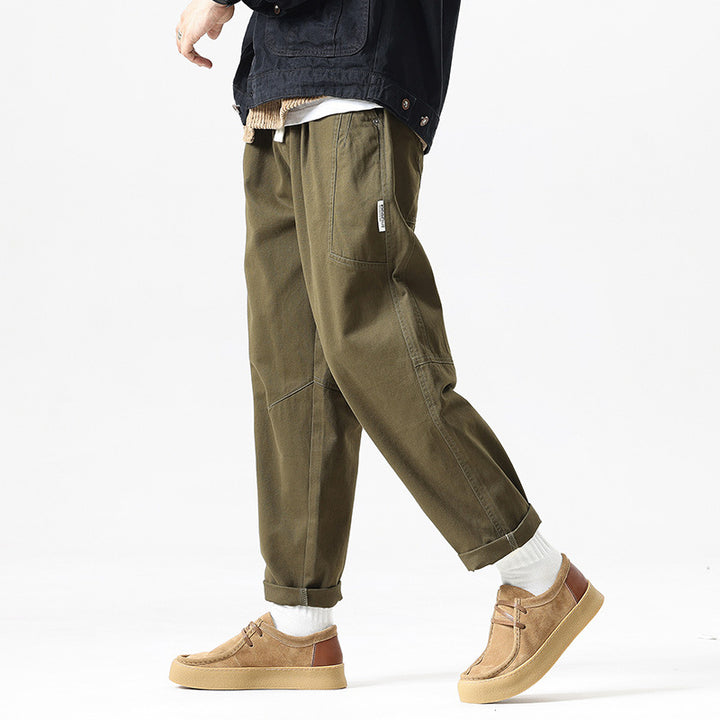 Men's Tapered-Canvas-Jogger with elastic tunnel drawstring waistband, knee yoke, and deep utility pockets Mune Fashion