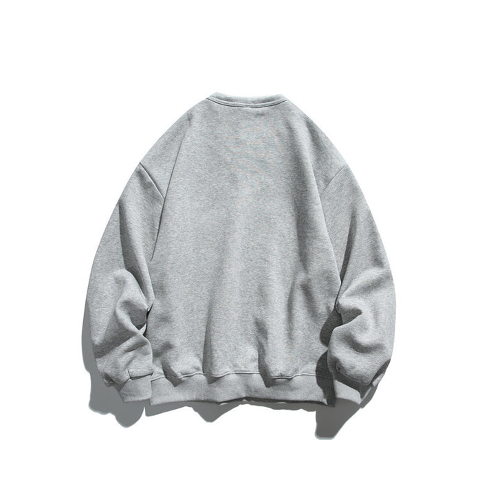 Unisex Oversized Sweatshirt with Notch Collar, Layered Effect and Script Print Mune Fashion