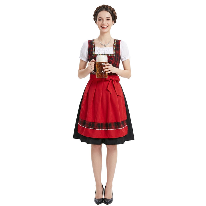 Ladies traditional Dirndl costume dress with laced bodice and short puff sleeve Mune Fashion