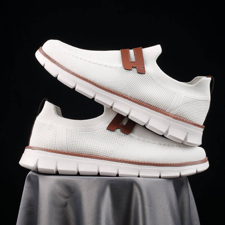 Women's Elastic Knitted Moccasin Sneakers with Cushioned EVA Sole and Decorative Strap Mune Fashion