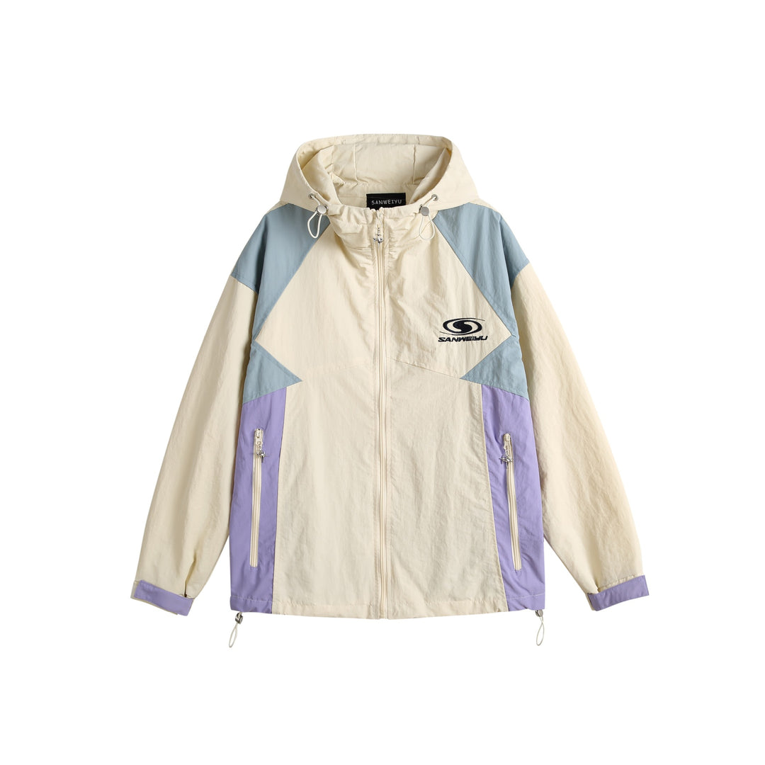 Unisex Light Hooded Windbreaker in Colorblock Design with Two-Way Zipper Mune Fashion