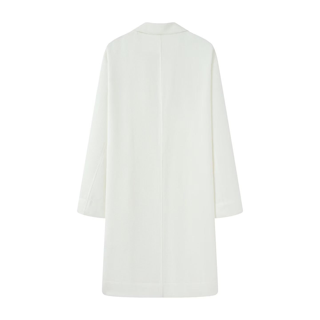Women Longline Coat with Open Front, Casual Fit and Patch Pockets Mune Fashion