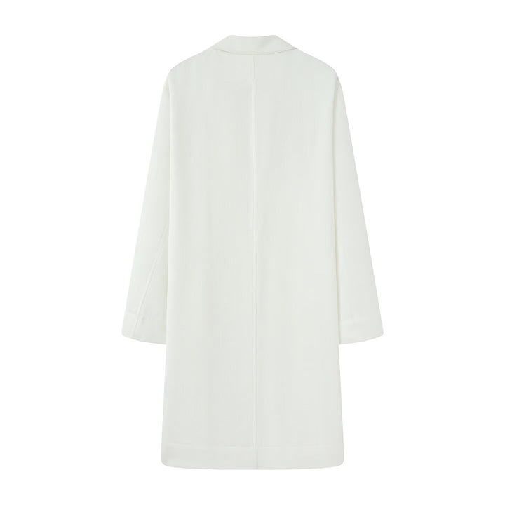 Women Longline Coat with Open Front, Casual Fit and Patch Pockets Mune Fashion
