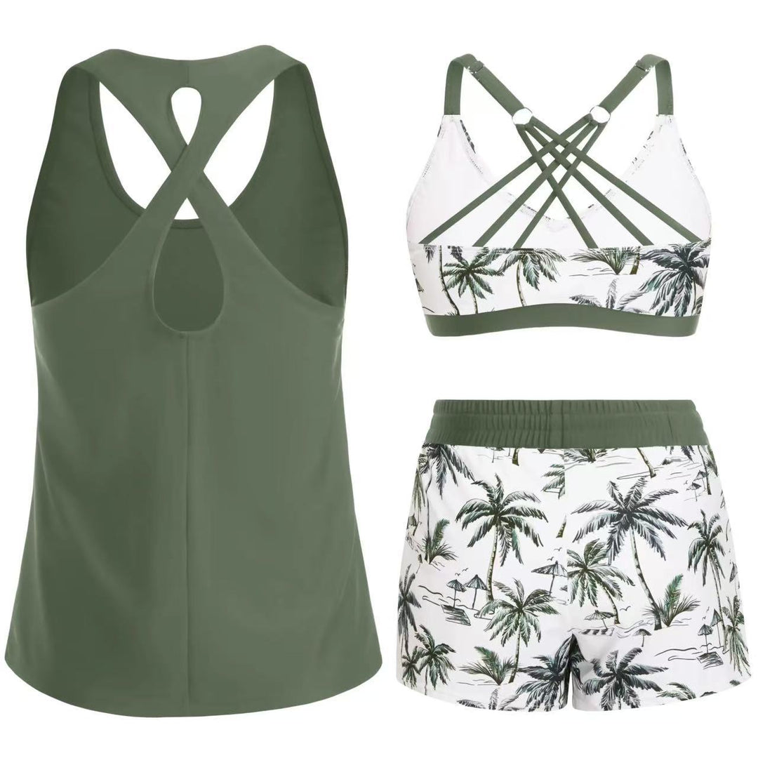 Ladies' sports swimsuit set with stylish racerback and shorts Mune Fashion