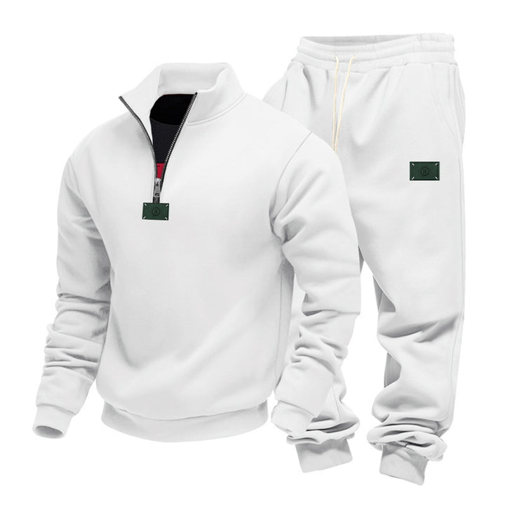 Men's comfortable half-zip sweat set with tapered joggers and elastic drawstring Mune Fashion
