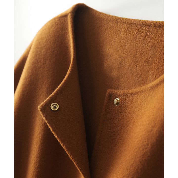 Women's Casual and Elegant Wool Coat with Belt Mune Fashion