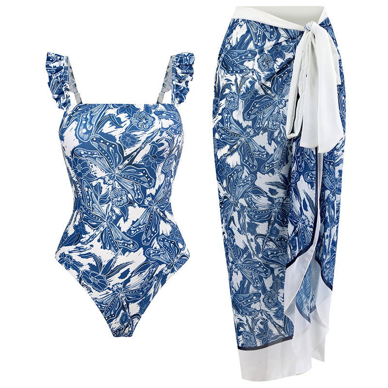 Women’s swimsuit dress with floral pattern and flaring skirt Mune Fashion