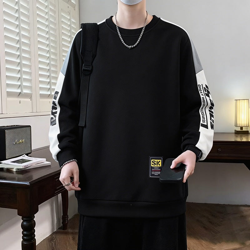 Men's Oversized sweatshirt with contrasting sleeves, round neck & label patch Mune Fashion