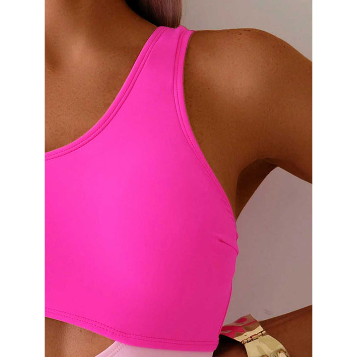 Women's one-piece swimsuit with asymmetrical cut and trendy color combination Mune Fashion