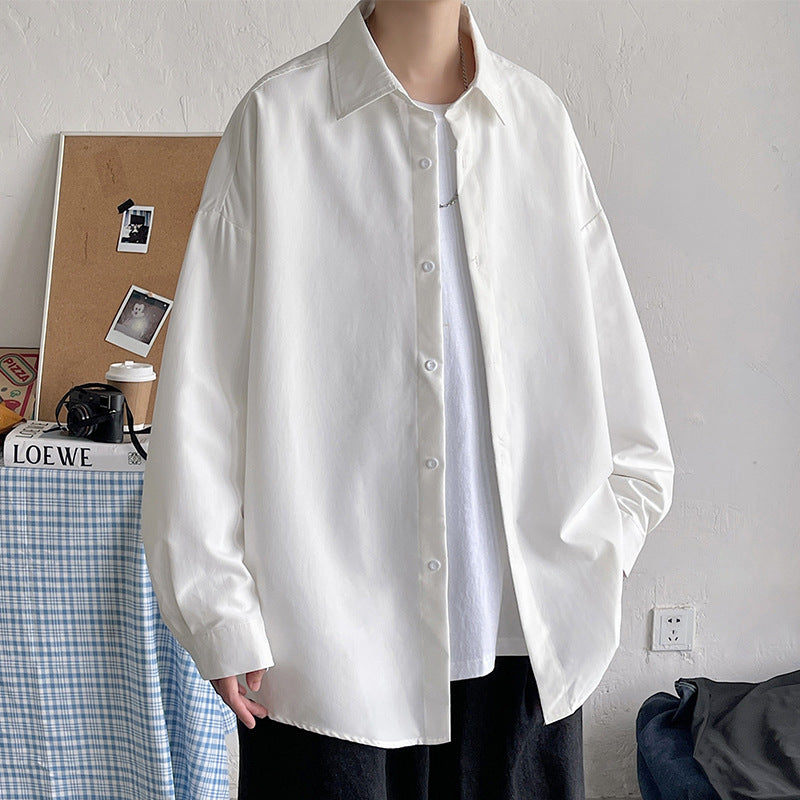 Men's lightweight overshirt shirt jacket made of cotton blend with concealed button placket, dropped shoulder and rounded hem Mune Fashion