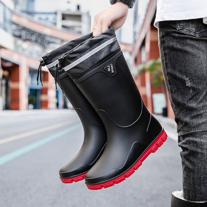 Men's outdoor rubber boots with thermal collar, drawstring closure, and slip-resistant profile sole Mune Fashion