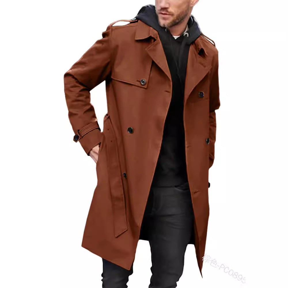 Men's Lightweight Double-Breasted Trench Coat with Water-Repellent Coating Mune Fashion