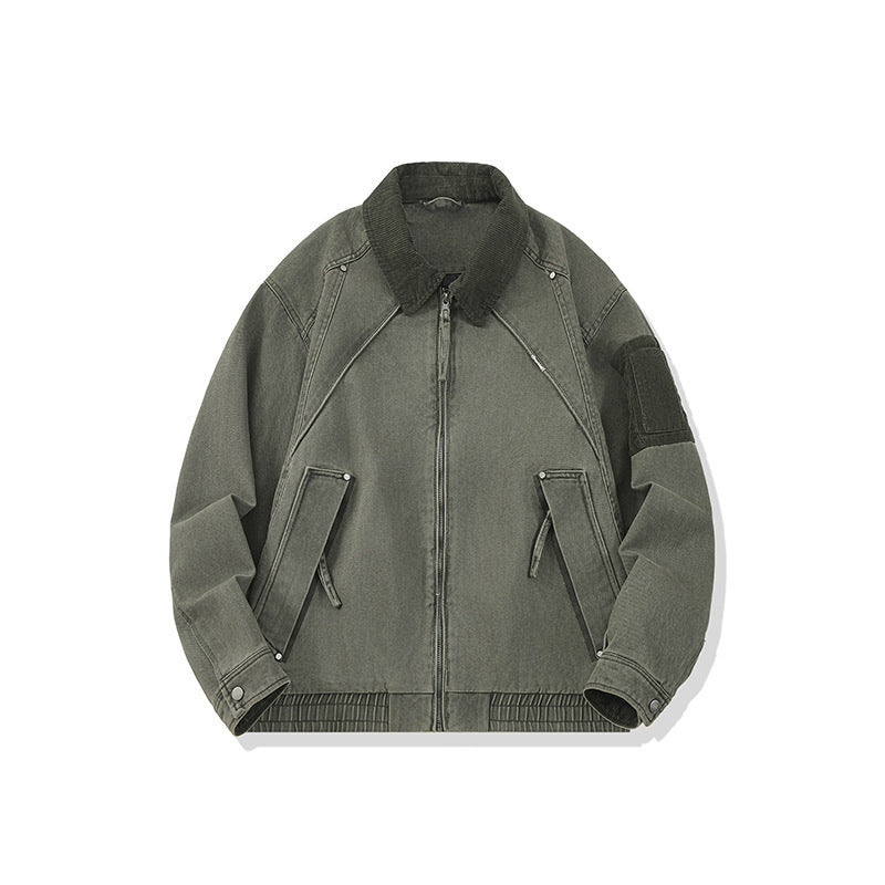 Men's canvas bomber jacket in vintage look with raglan sleeves and elastic hem Mune Fashion