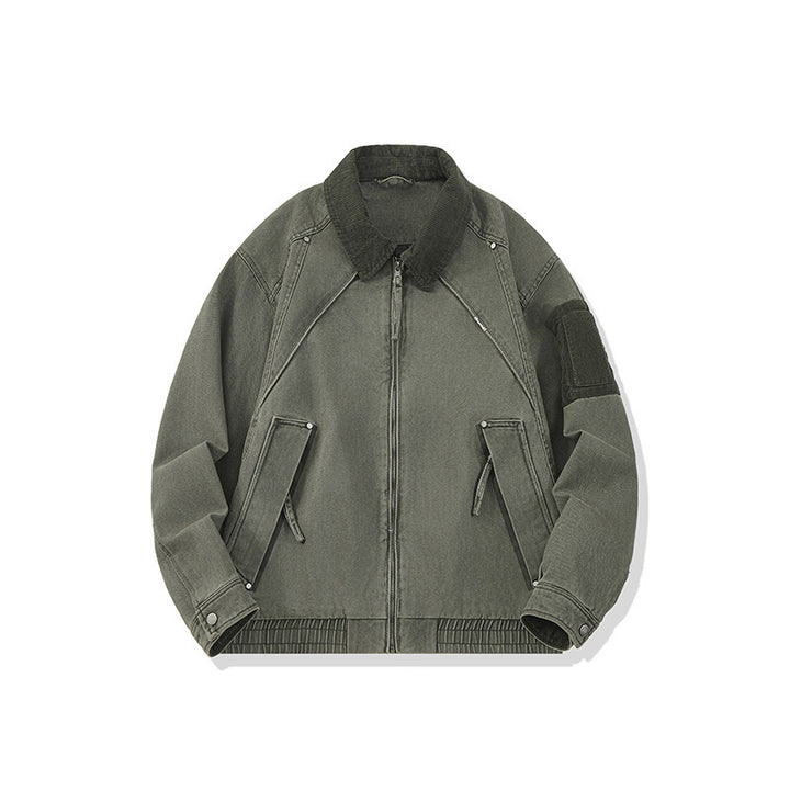 Men's canvas bomber jacket in vintage look with raglan sleeves and elastic hem Mune Fashion