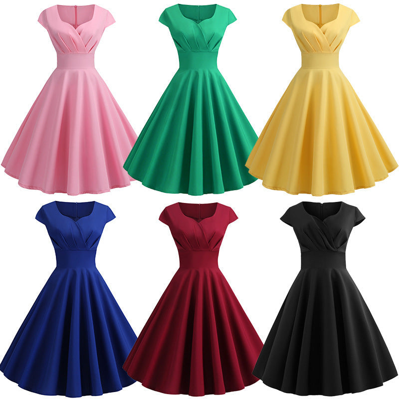 Women A-line dress with elegant waist cut and swinging hem Mune Fashion