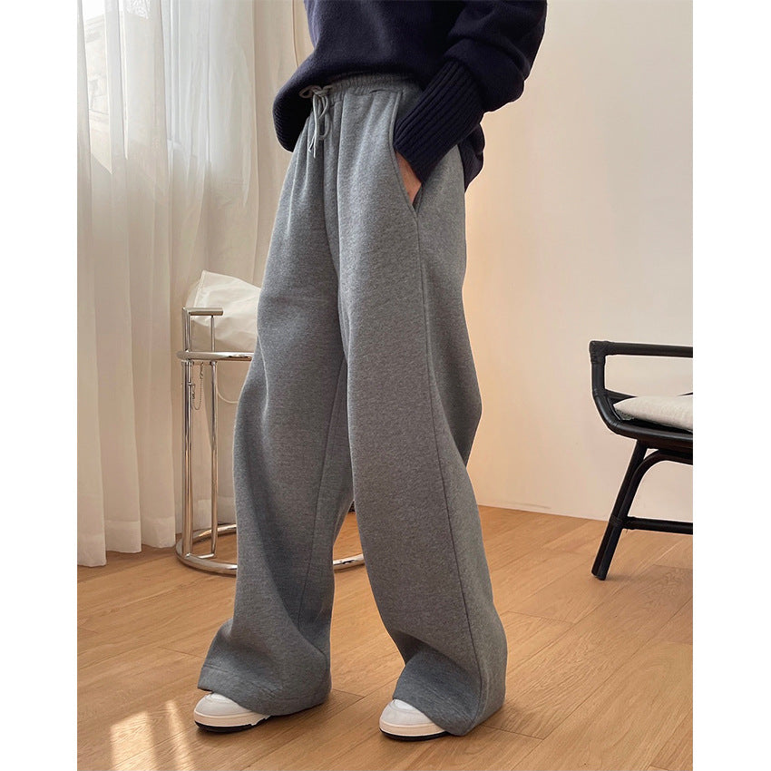 Women's Extra Wide Palazzo Sweatpants Made of Cotton Fleece with Drawstring and Side Pockets Mune Fashion