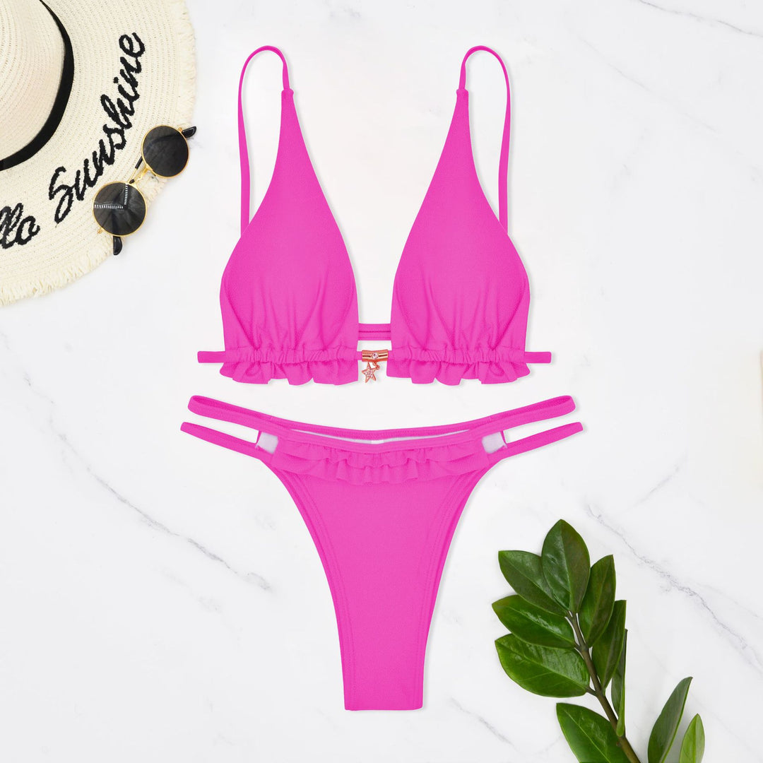 Women's swimsuit with ruffle details and double straps Mune Fashion