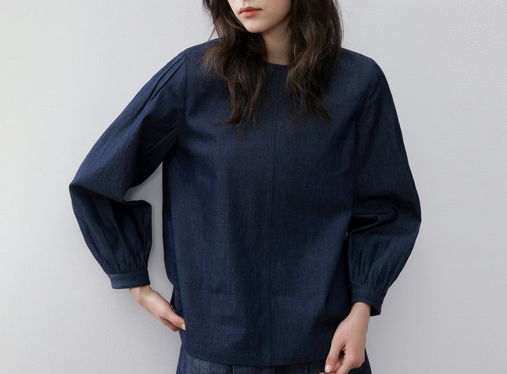 Ladies Elegant and Casual Denim Blouse Drune