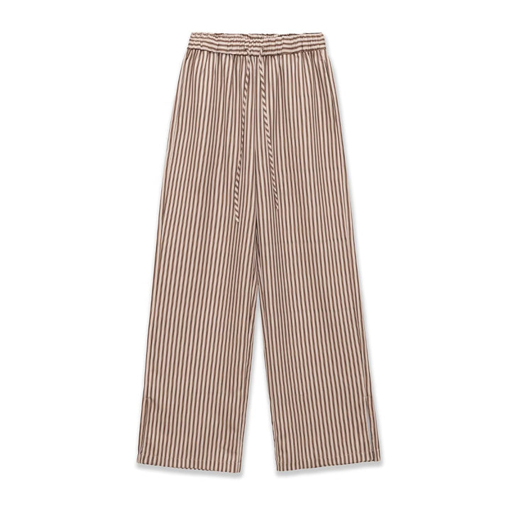 Women's Wide Culotte Pants with Elastic Waistband and Stripe Pattern Mune Fashion