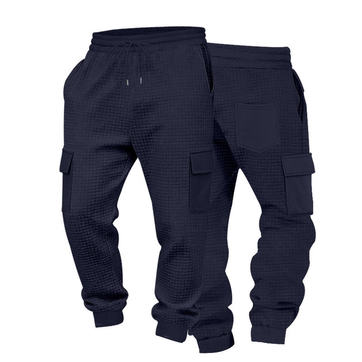 Men's cargo jogging pants made of waffle texture with drawstring and cuffs Mune Fashion