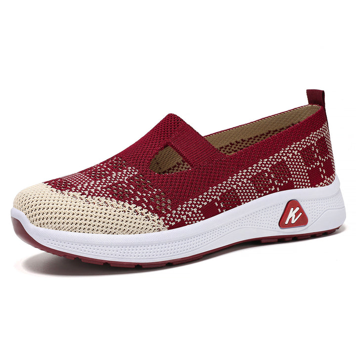 Women's lightly knitted slip-on Mary Jane sneakers with cut-out, breathable knitted upper and cushioning comfort sole Mune Fashion
