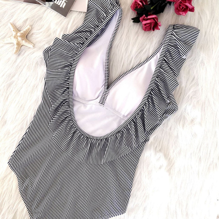 Ladies Terry Cloth Swimsuit with Ruffle Details Mune Fashion