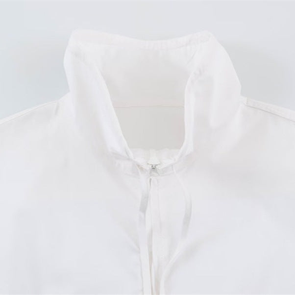 Women's lightweight adjustable windbreaker with stand-up collar, drawstring, and balloon sleeves Mune Fashion