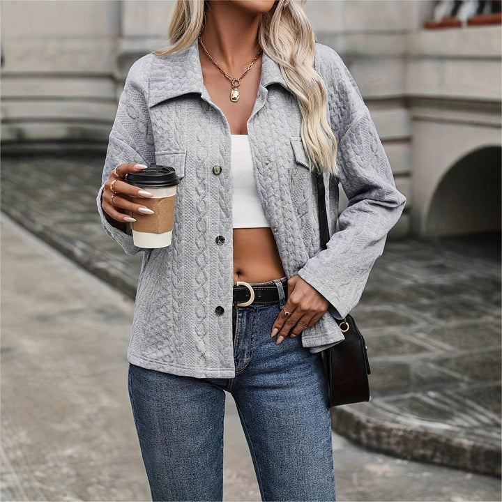Women's Structured Quilted Shirt Jacket with Flap Pockets Mune Fashion