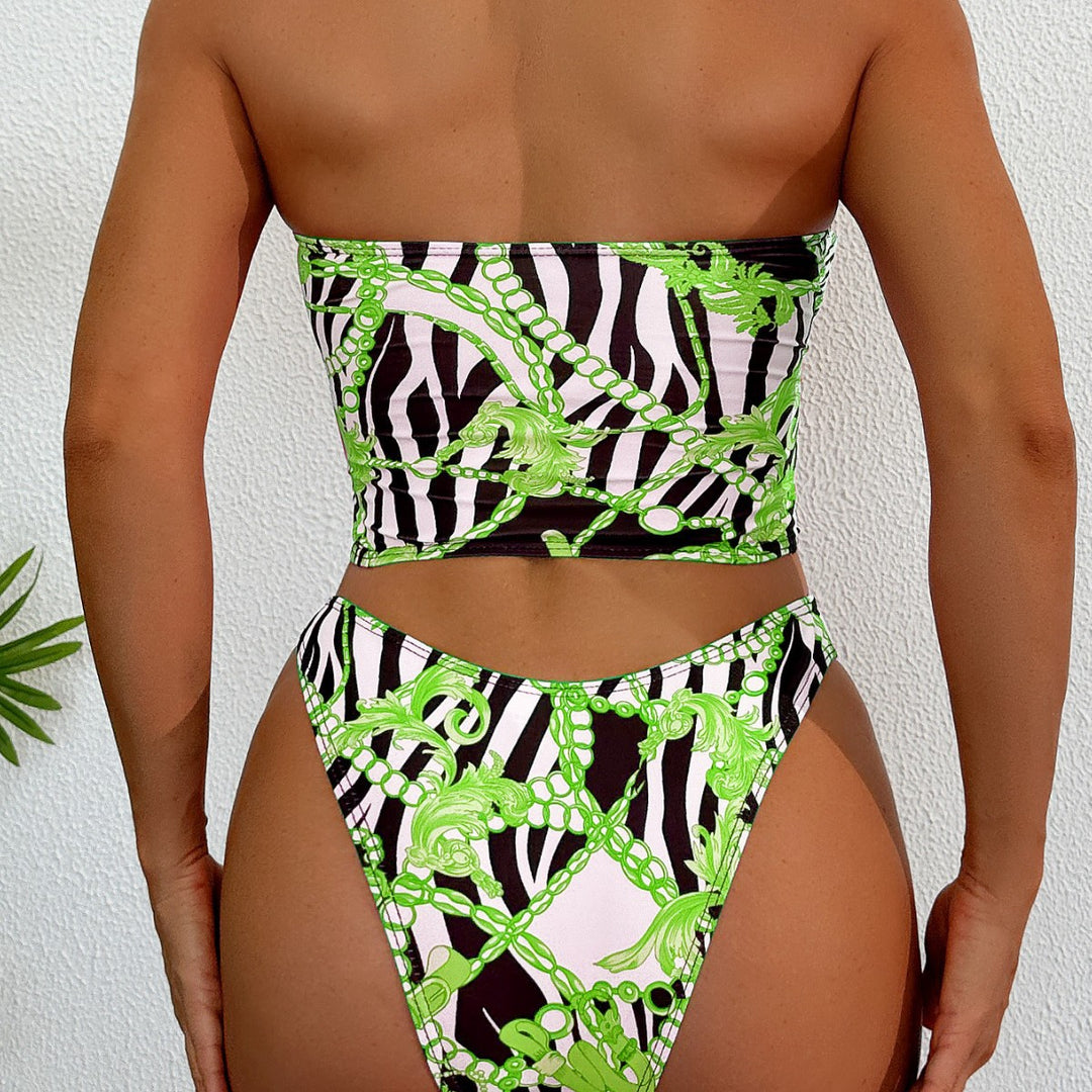 Women's bandeau bikini set with elegant chain design and cut-out Mune Fashion