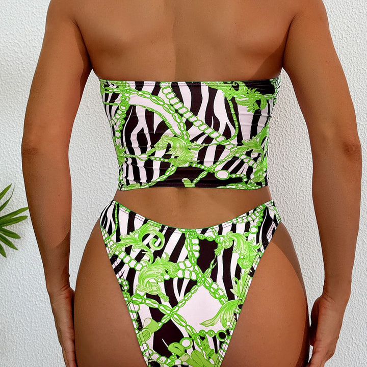 Women's bandeau bikini set with elegant chain design and cut-out Mune Fashion