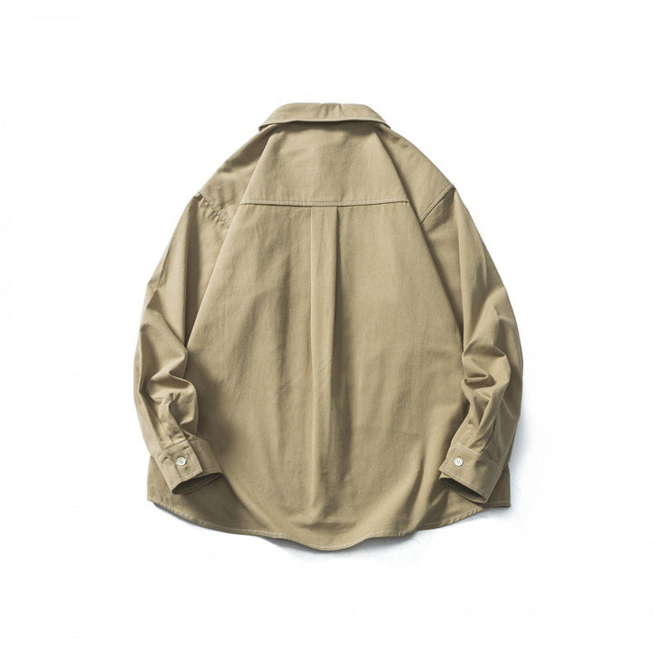 Men's Oversize Canvas Shirt Jacket with Cap Seams and Patch Pockets Mune Fashion