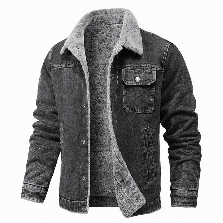 Men's Sherpa-lined denim jacket with teddy lining and chest pocket Mune Fashion