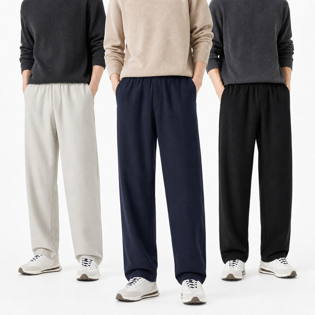 Men's loosely cut cotton blend pants with elastic comfort waistband Mune Fashion