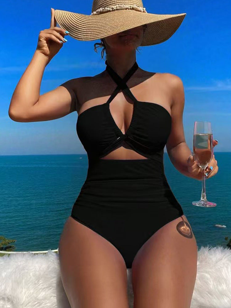 Ladies High-cut Monokini with sophisticated cross-design Mune Fashion
