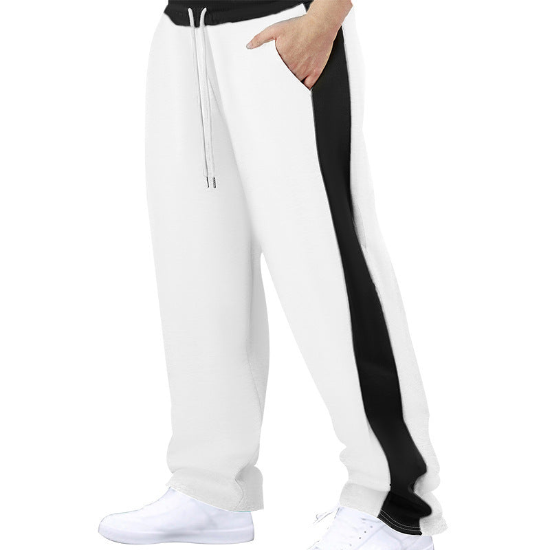 Men's stylish jogging pants with contrast side panel straight leg drawstring waistband and pockets Mune Fashion