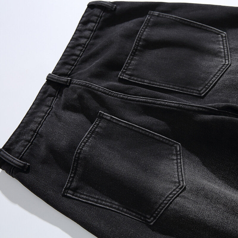 Men's Wide Vintage Denim Cargo Pants with Distinctive Seam Details and Patch Pockets Mune Fashion
