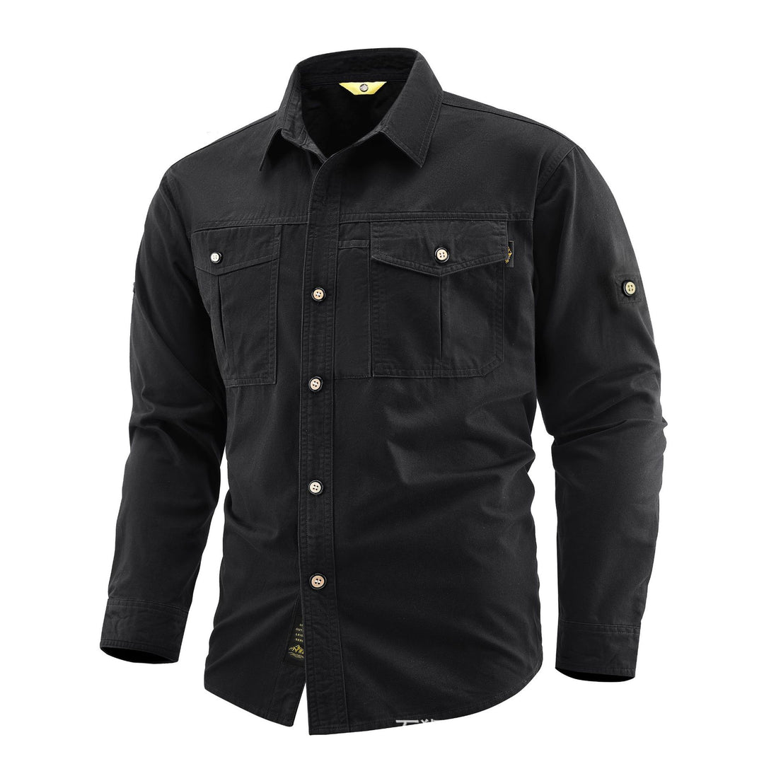 Men's Canvas Overshirt in Field Style with Chest Flaps and Full Button Placket Mune Fashion