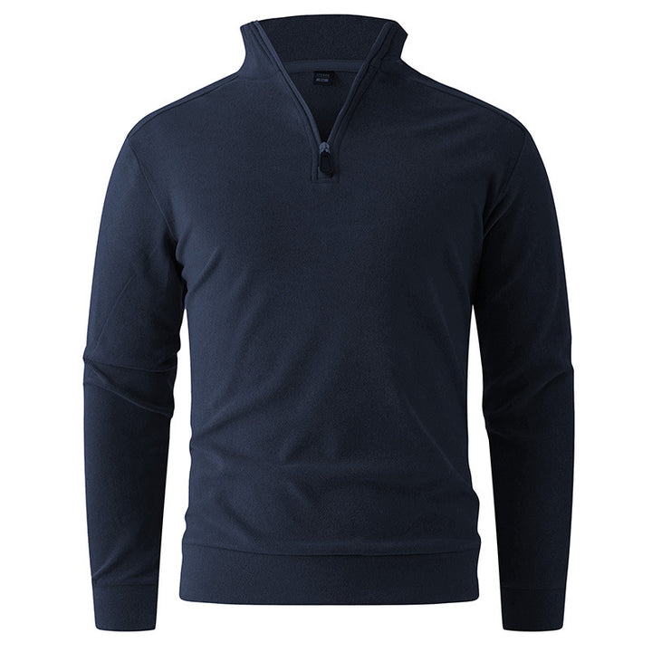 Men's Comfortable Stretch Half-Zip Sweater with Stand-Up Collar and Brushed Inner Lining Mune Fashion