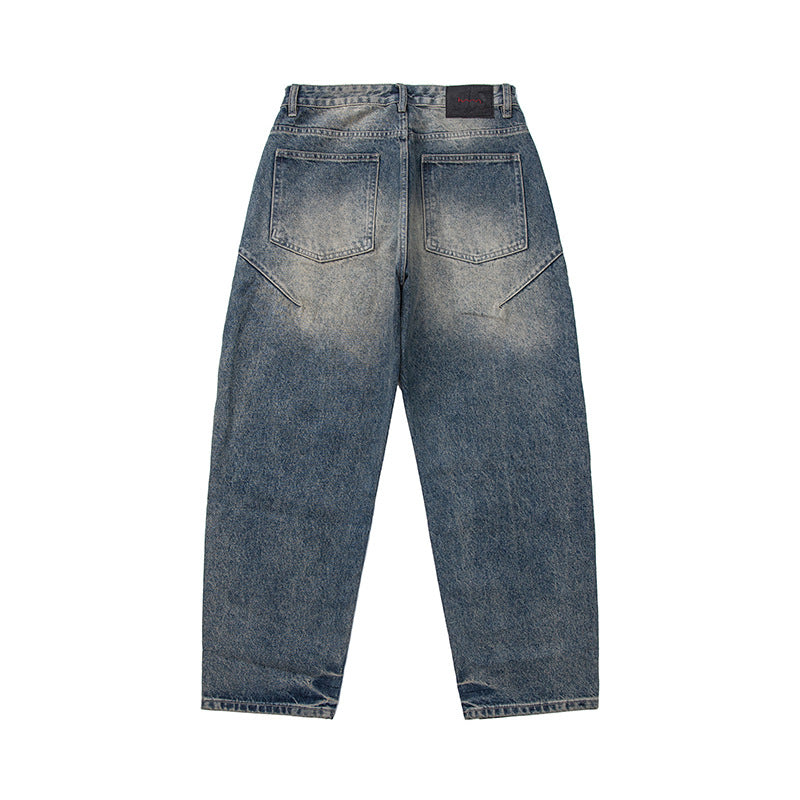 Women Loose-Fit Vintage Denim Jeans with Frayed Details and Cropped Leg Mune Fashion