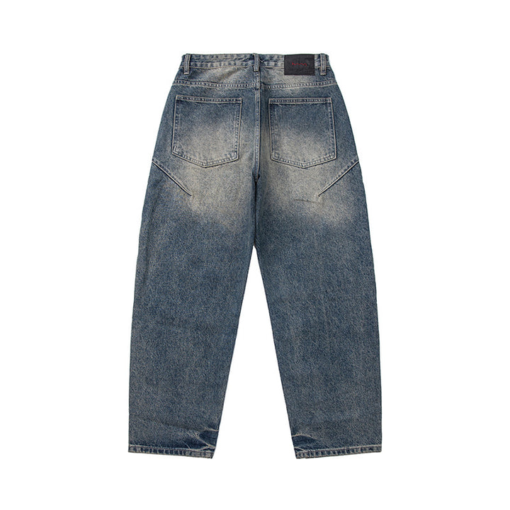 Women Loose-Fit Vintage Denim Jeans with Frayed Details and Cropped Leg Mune Fashion