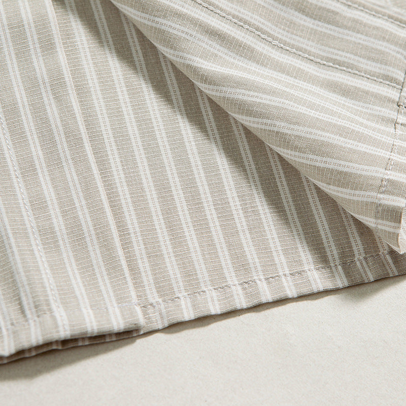 Men's Oversized Striped Shirt with Button Collar and Chest Pocket Mune Fashion