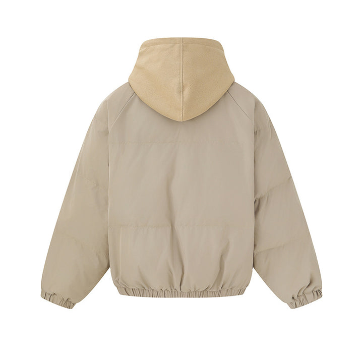 Unisex Short Boxy Quilted Hoodie with Fleece Lining and Elastic Hem Mune Fashion