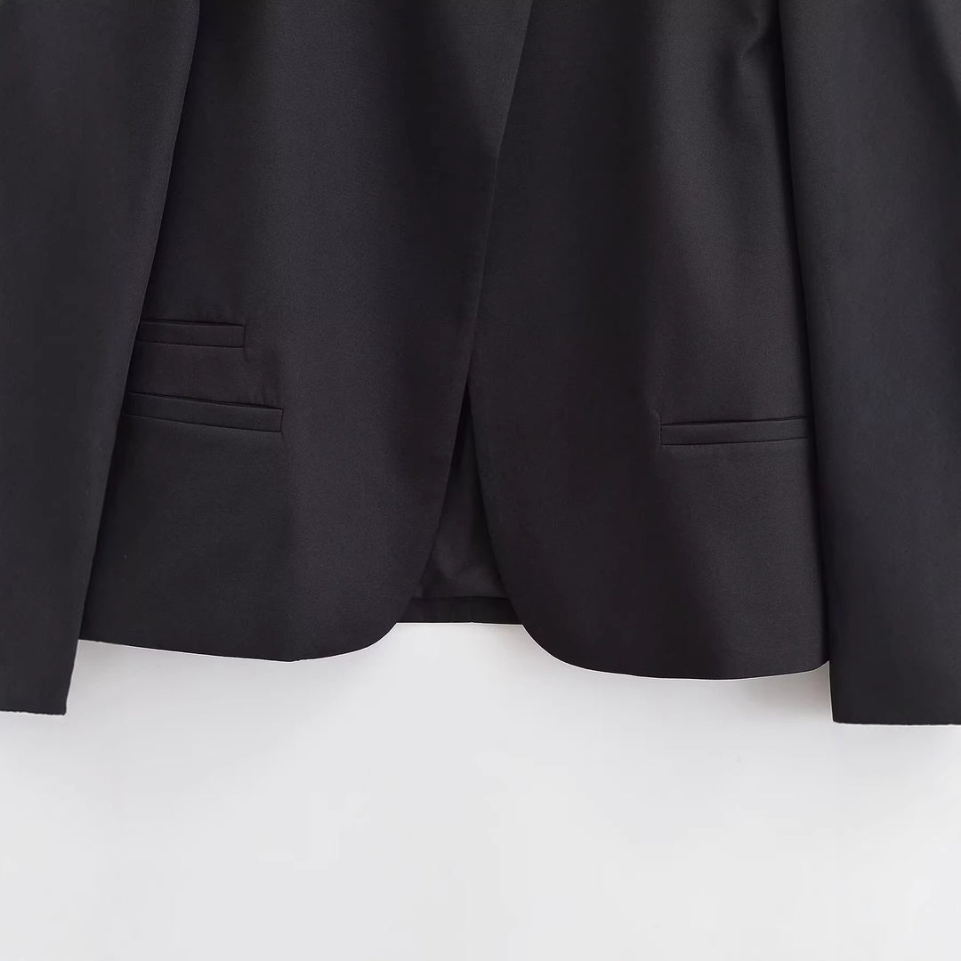 Women's Short Blazer with Stand Collar and Asymmetrical Button Placket Mune Fashion